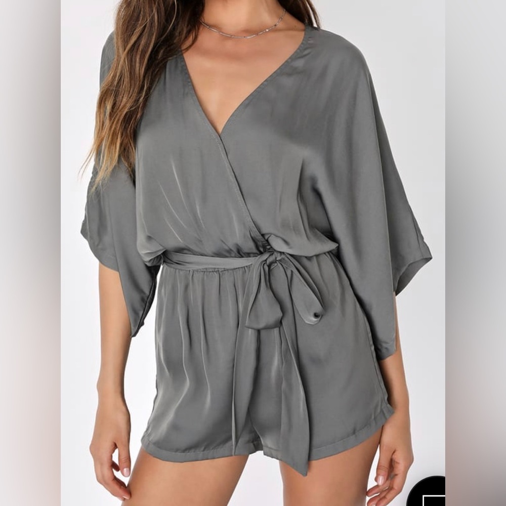 Lulus olive satin romper
